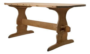 Antique Swedish Folk Art Dining Trestle Table in Pine