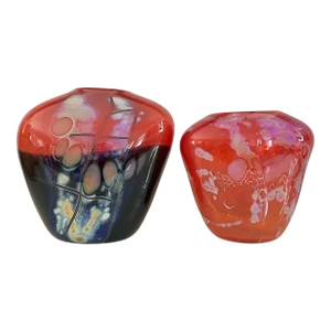 Pair of Abstract Blown Art Glass Vessels by Rick Nicholson, 1983