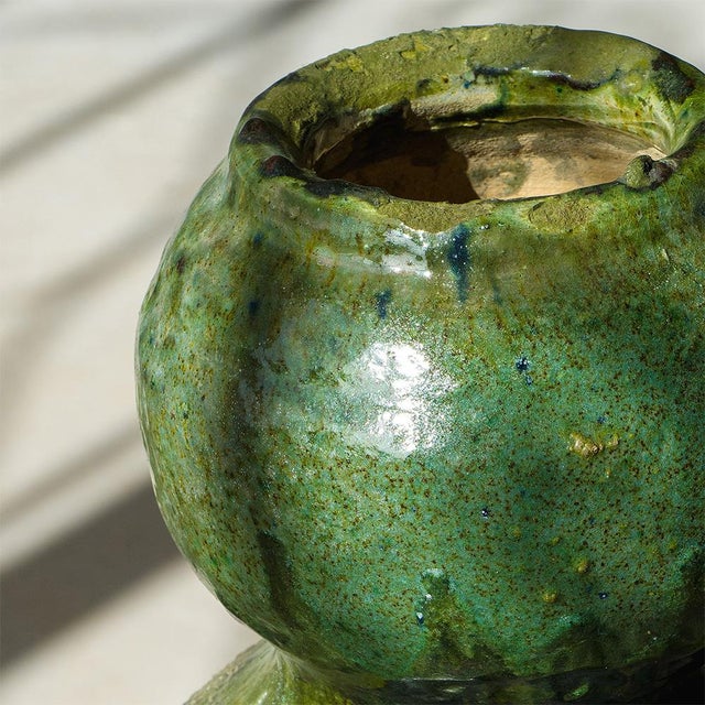Wood Tamegroute Green Glazed Triple-Gourd Vase | Handmade | One of a Kind For Sale - Image 7 of 7