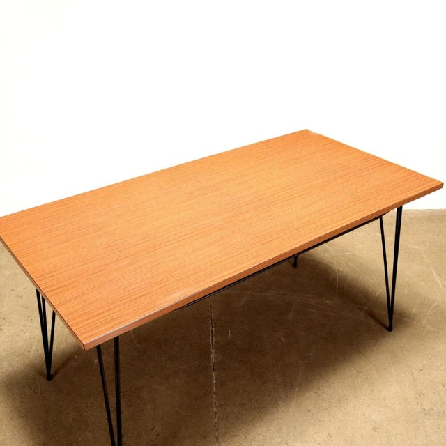 Vintage Table in Laminate Metal & Wood, Italy, 1960s For Sale - Image 6 of 8