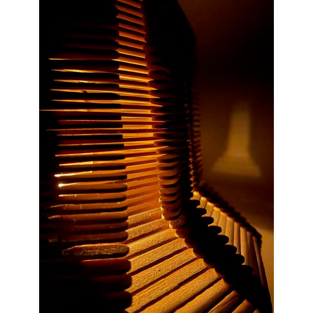 Brown Mid-Century Handcrafted Sculptural Wood Table Lamp For Sale - Image 8 of 11
