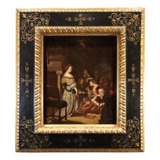 After Frans Van Mieris Il Vecchio, Company in an Interior, 1700, Oil on Canvas, Framed For Sale