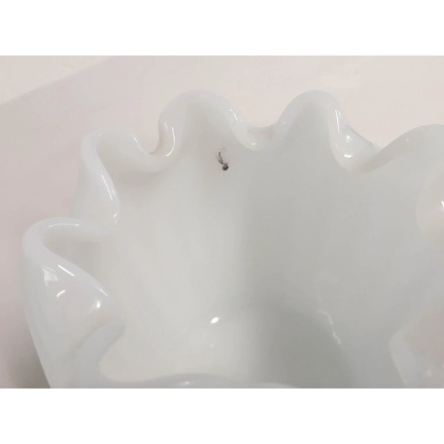 Midcentury Modern Milk Glass Ruffle Vase For Sale - Image 4 of 7