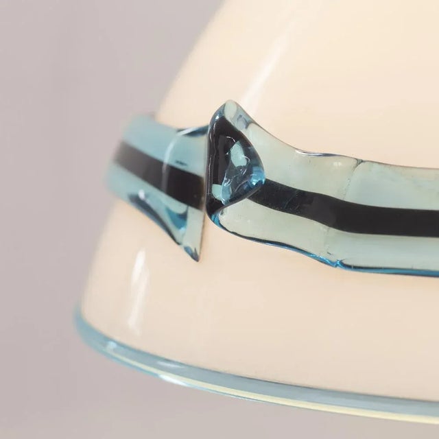 Glass White Murano Glass Suspension Lamp with Turquoise and Black Hot Applications, 1980s For Sale - Image 7 of 12