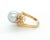 Mid 20th Century Cultured Pearl & Diamond Cocktail Ring 14k Yellow Gold Size 6.5 For Sale In Miami - Image 6 of 8