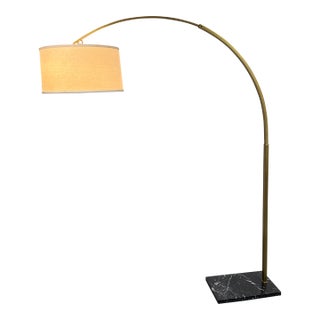 Restoration Hardware Modern Arc Floor Lamp + Black Marble For Sale