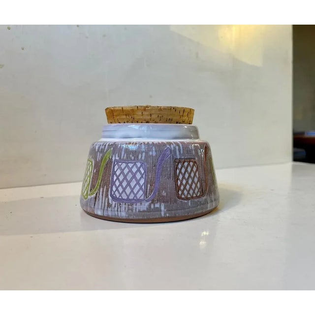 1960s Sgraffito Pipe Tobacco Jar in Ceramic from Laholm Studio, Sweden, 1960s For Sale - Image 5 of 10