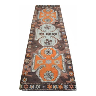 1970s Turkish Handmade Kilim Runner Flatweave Tribal Hallway Rug For Sale