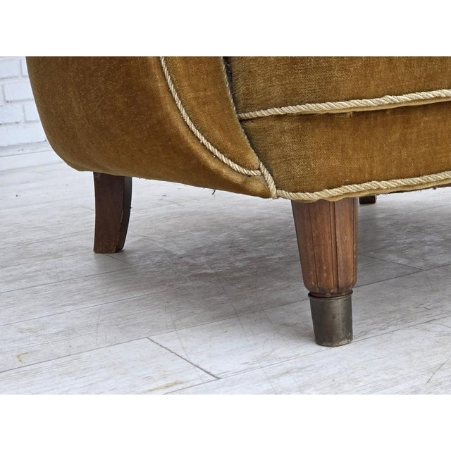 1960s Danish Relax Chair in Honey Yellow Furniture Velour, 1960s For Sale - Image 5 of 18