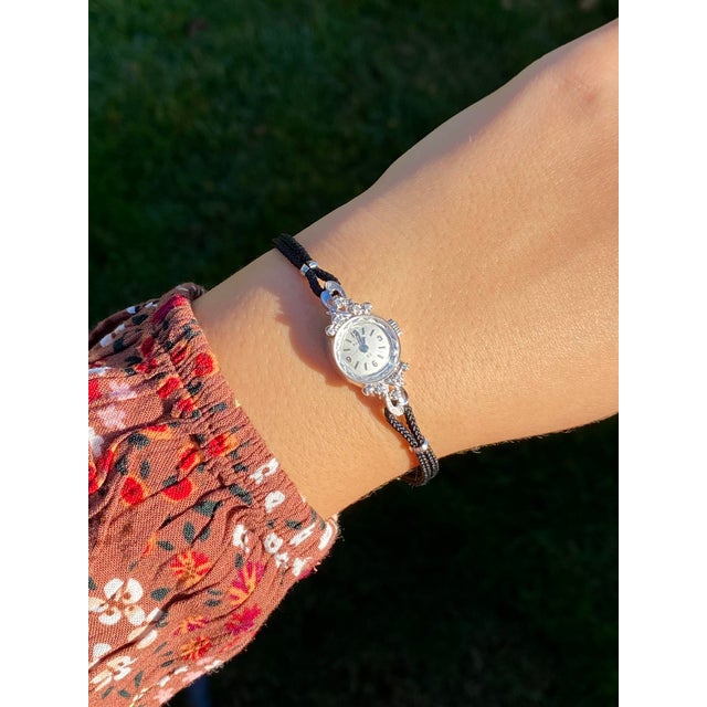 Mid 20th Century Ladies 14K White Gold Bulova Watch set with Diamonds For Sale In Philadelphia - Image 6 of 6