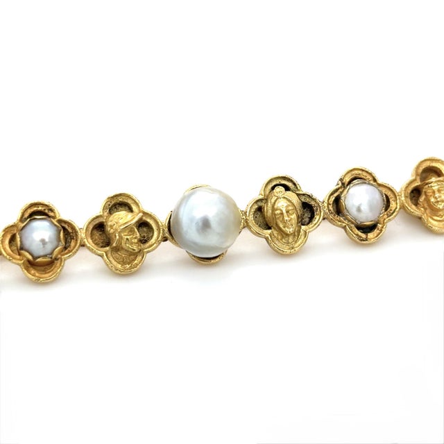 Early 20th Century Early 20th Century Jules and Louis Wièse, Renaissance Revival, Gold and Pearl Brooch, 18k For Sale - Image 5 of 11