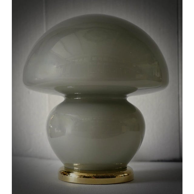 Blown Gray Glass and Brass Murano Table Lamp in style of Vistosi, 1970s For Sale - Image 10 of 10