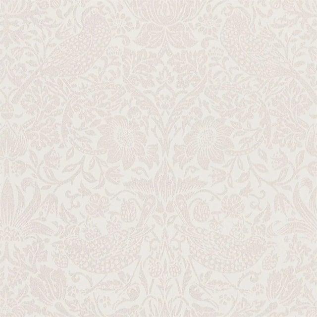 Morris & Co Pure Strawberry Thief Wallpaper in Oyster/Chalk - a Sample For Sale