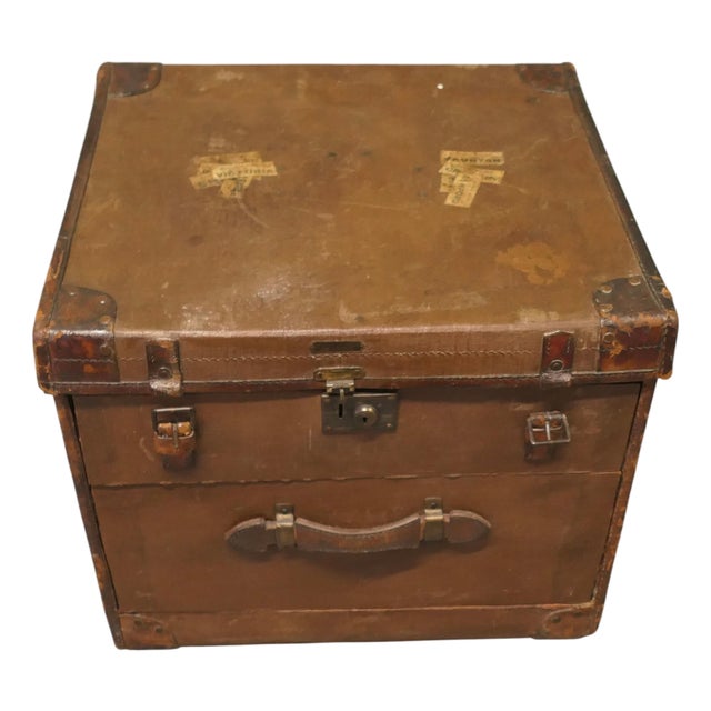 Antique Canvas Travel Trunk For Sale