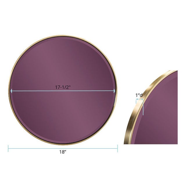 Purple Broidy Round Mirror- Aubergine Purple For Sale - Image 8 of 9