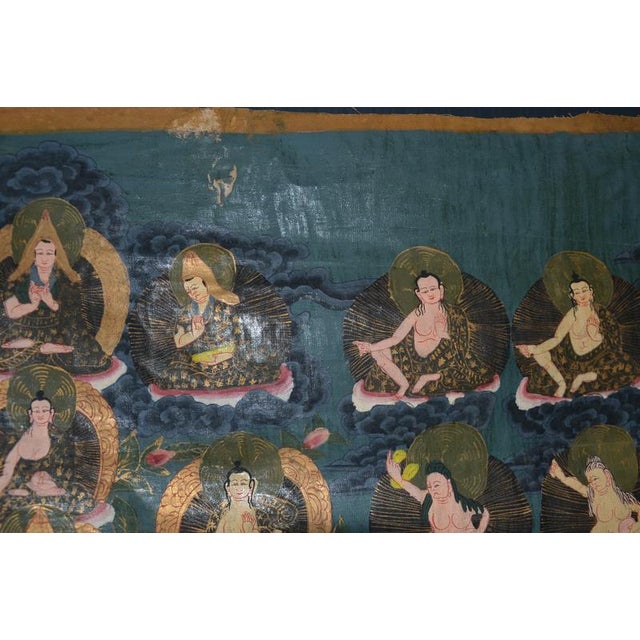 Gold Nepalese Thangka, Early 20th Century, Gouache on Cotton For Sale - Image 8 of 9