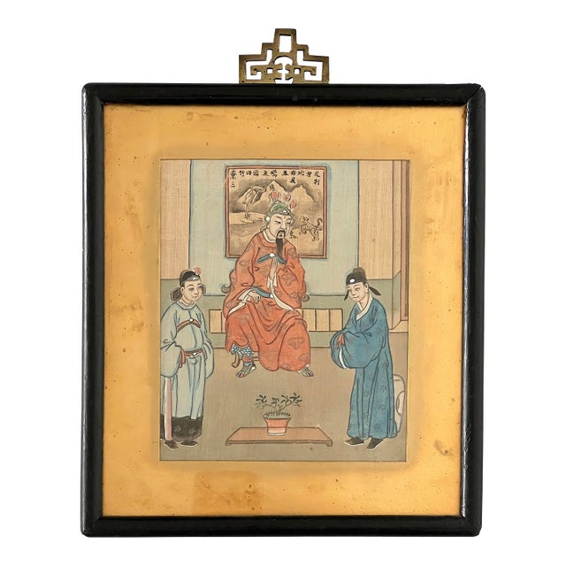 The Wedding Day Intermediary, Antique Painting on Silk, Framed, Late 19th/Early 20th. Century For Sale