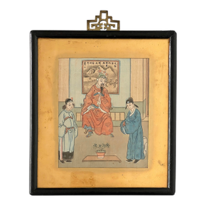 The Wedding Day Intermediary, Antique Painting on Silk, Framed, Late 19th/Early 20th. Century