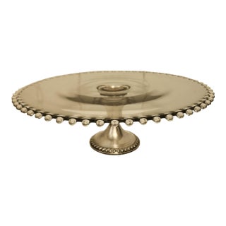 Mid 20th Century Candlewick Cake Stand Sterling Silver Pedestal For Sale