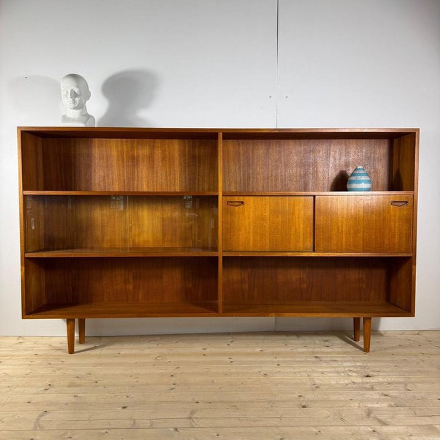 Vintage Teak Bookcase with Glass Doors from Clausen & Son, 1960s For Sale - Image 9 of 9