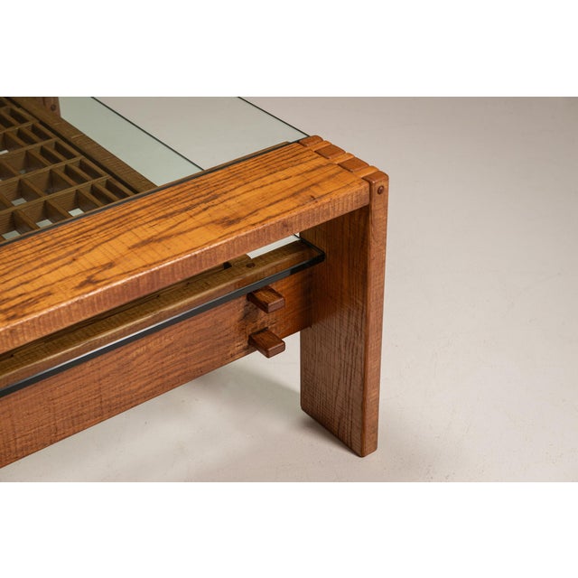 Wood Brutalist Coffee Table in Slavonian Oak from Giuseppe Rivadossi, Italy, 1970s For Sale - Image 7 of 10
