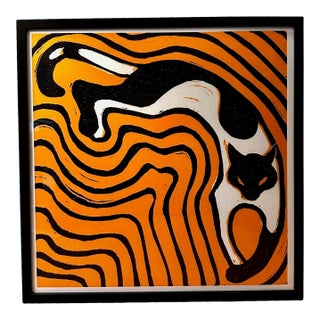 Groovy Cat Art Vintage Poster Print For Sale