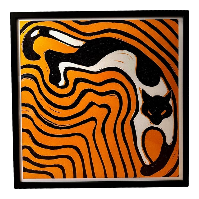 Groovy Cat Art Vintage Poster Print For Sale