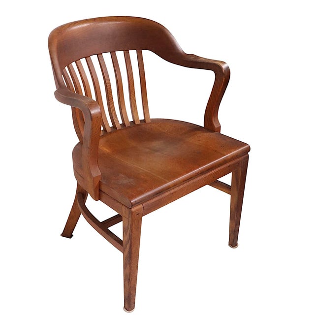 Mid 20th Century Oak Bank of England Jury Desk Office Chair by Gunlocke For Sale - Image 9 of 12