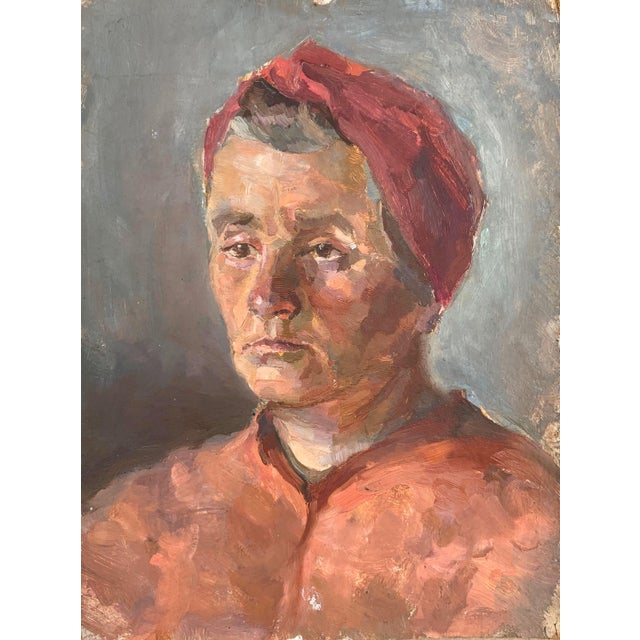 Socialist Realism Oil Painting, Ukrainian Artist Sokolovsky, 1956 32-24 For Sale