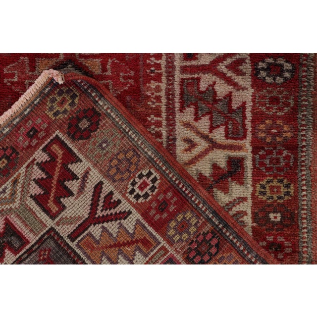 Vintage Turkish Tribal Runner in Red With Colorful Geometric Patterns For Sale In New York - Image 6 of 7