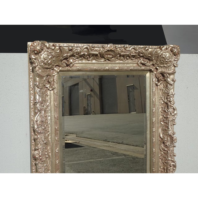 Baroque Large 51" Tall Vintage French Baroque Silver Ornate Wall Mantle Picture Frame For Sale - Image 3 of 17