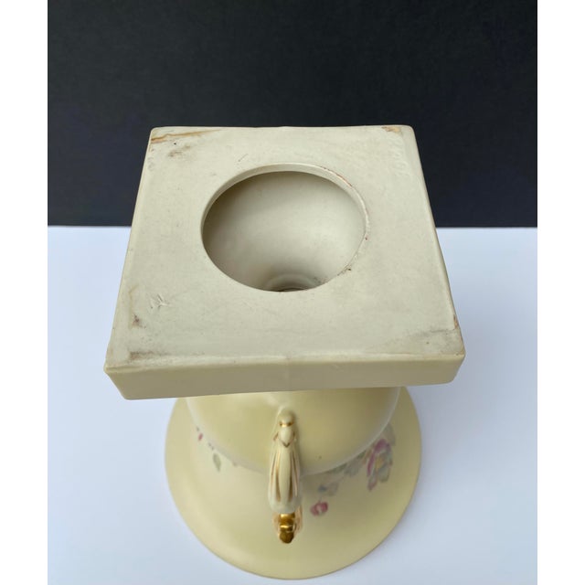 Vintage Victorian Style Floral and Gilt Griffin Handled Porcelain Urn For Sale - Image 11 of 13