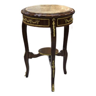 Baroque Accent Table With Marble Top & Ornate Gold Details For Sale