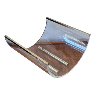 Magazine Rack in Acrylic and Brass, Italy, 1970s For Sale