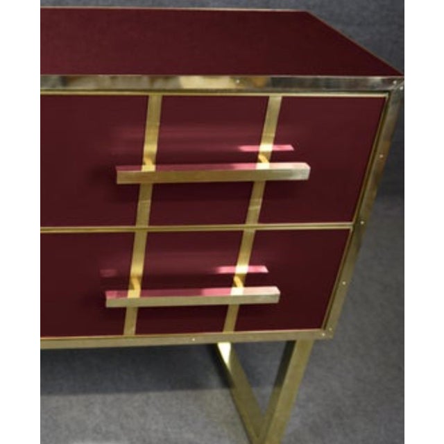 Gold Chest of Drawers with Red Murano Glass and Brass Trim from Justfurnituress For Sale - Image 8 of 11