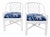 Vintage Lacquered Diamond Rattan Arm Chairs in Thibaut Goa Fabric For Sale