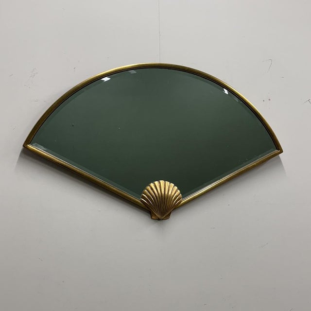 Glass Fan-Shaped Mirror with Gilded Shell Motif from Deknudt, Belgium, 1980s For Sale - Image 7 of 7