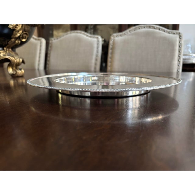 Rare Antique Hardy Bros. Sydney and Brisbane- Made in England- SilverPlate 12” Round Beaded Tray For Sale In Baltimore - Image 6 of 9