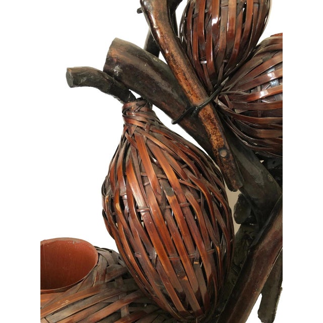 Antique Japanese Ikebana Flower Arranging 4-Gourd Hyotan Baskets of Bamboo For Sale - Image 10 of 18