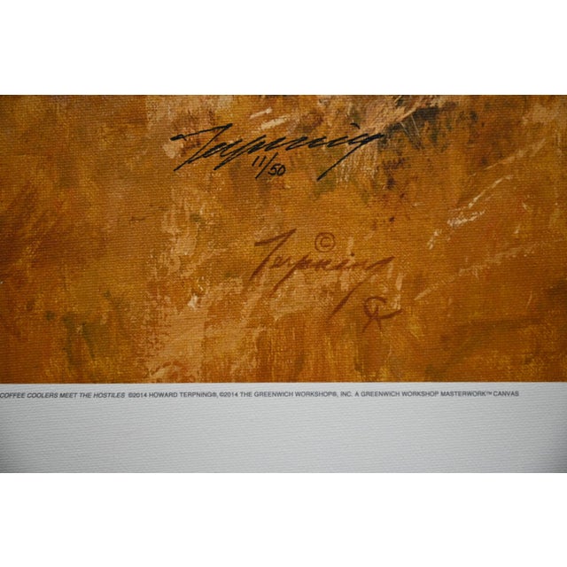 2010s Howard Terpning “Coffee Coolers Meet the Hostiles” Signed Limited Edition MasterWork Giclée Canvas, 11/50 For Sale - Image 5 of 9