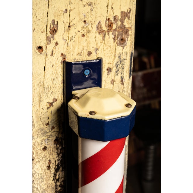 Early 20th Century Antique Porcelain and Milk Glass Barber Pole For Sale - Image 5 of 6