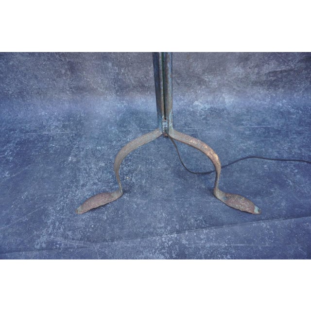 Spanish Revival 1920s Rustic Wrought Iron Hanging Lantern Floor Lamp For Sale - Image 3 of 8