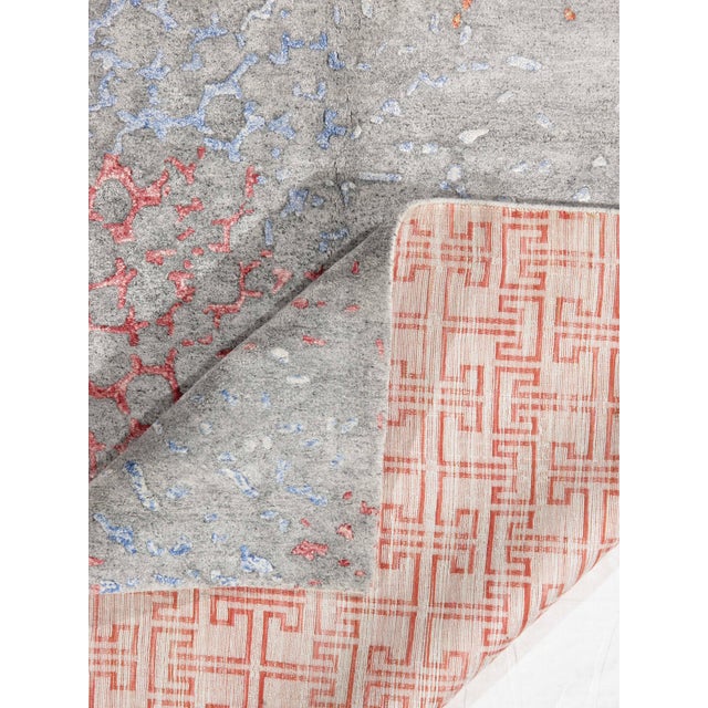 Modern Hand-Knotted Wool & Silk Rug 5'6" X 7'10" For Sale - Image 4 of 4