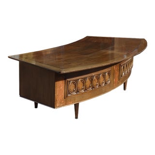Large Vintage Mid Century Modern Monteverdi Young Style Boomerang Executive Desk For Sale