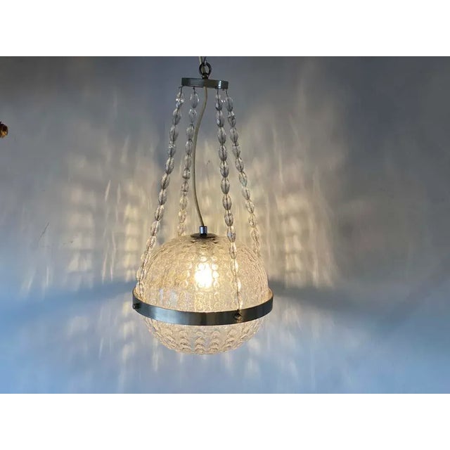 German Space Age Glass Ball Pendant Lamp, 1970s For Sale - Image 16 of 17