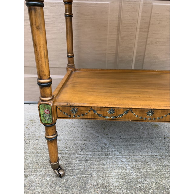 1960s French Country Painted Canterbury Book Stand With Floral Detail For Sale - Image 10 of 14