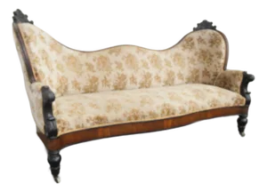 Late 1800s Victorian Carved Long Sofa Couch 6080