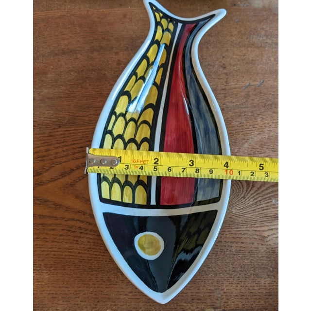 Vintage Color Blocked Swiss Ceramic Fish Snack Plates or Wall Art - Set of 7, Made in Switzerland For Sale - Image 9 of 12