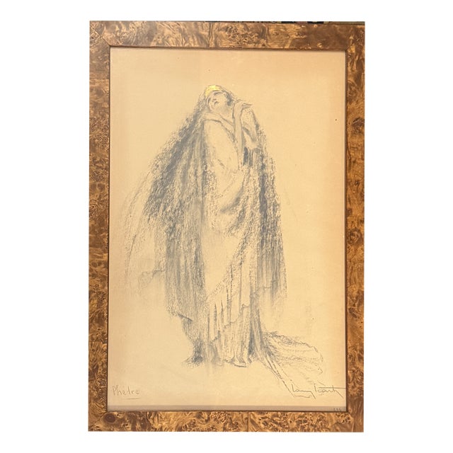 Louis Icart, Female Figure, Late 19th Century, Charcoal on Paper For Sale