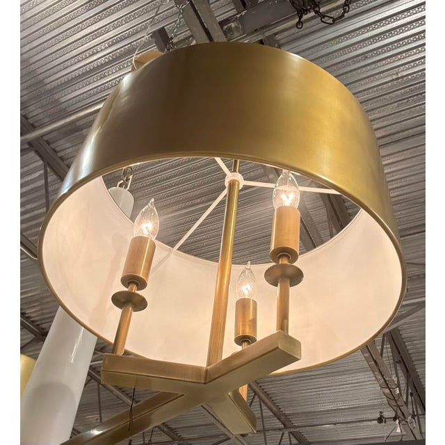 Revelation Modern White Marble and Brass Double Shote Chandelier For Sale In Atlanta - Image 6 of 6